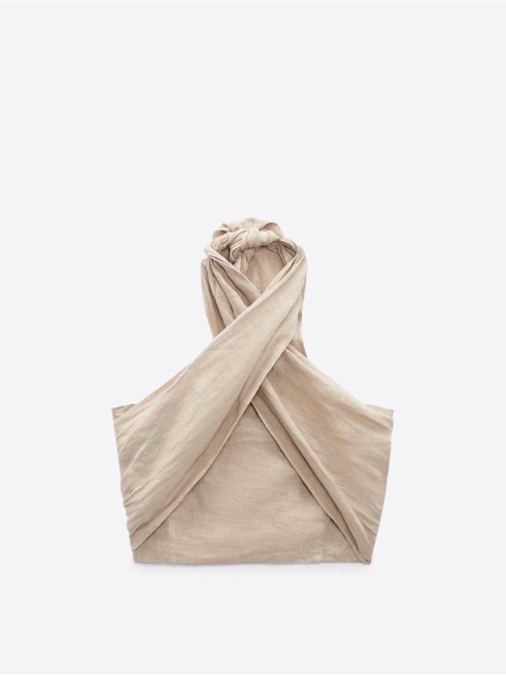 ZARA LINEN HALTER TOP - Medium Sand